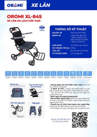 Xe lăn du lịch gấp gọn OROMI XL 84S