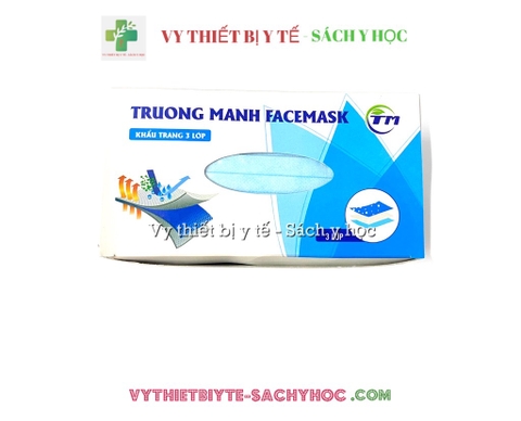 Khẩu trang Trường Mạnh 3 Lớp xanh