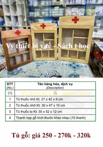 Tủ thuốc y tế gỗ ( nhiều cỡ ) xuất được hóa đơn