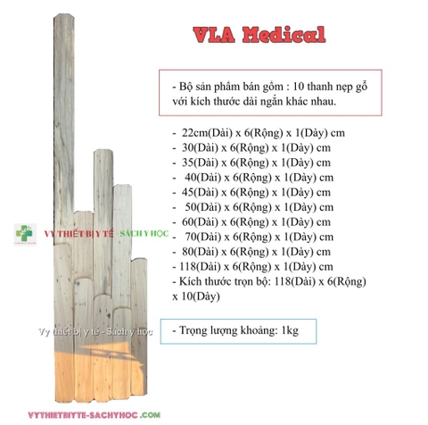 Bộ Nẹp gỗ 10 món (cánh tay, cẳng tay, cẳng chân, đùi) ( cọc cước vận chuyển)