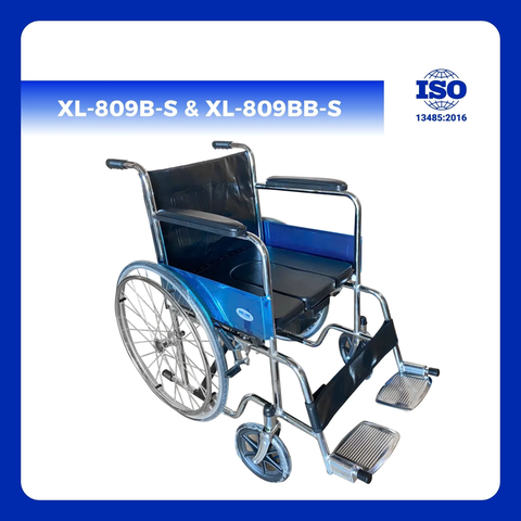 Xe lăn ghế bô ( Xe lăn có bô XL-809B-S & XL-809BB-S - Khung Mạ Crom )
