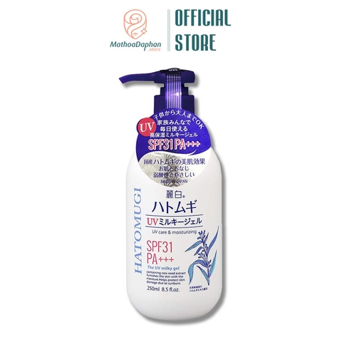 Dưỡng Thể Nhật Hatomugi Uv Care & Moisturizing SPF31 PA+++ 250Ml