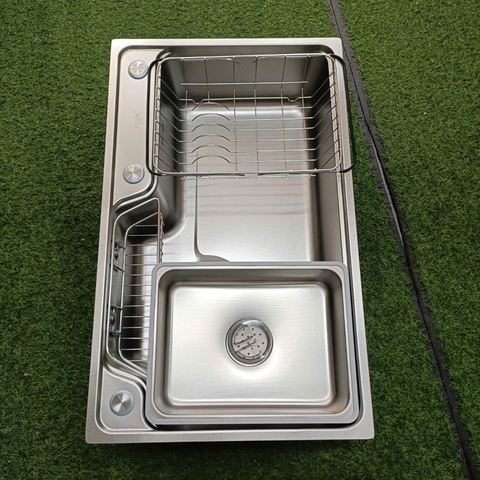 Chậu rửa bát 1 hố FOXIS mặt sần chống xước kích thước 75x46cm