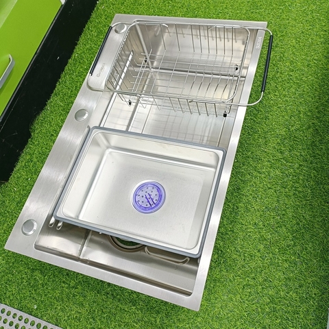 Chậu rửa bát 1 hố mặt sần chống xước công nghệ mới Kích thước 75x46 thương hiệu GRÜNDER