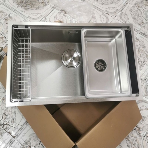 Chậu rửa bát 1 hố GRÜNDER âm bàn sang trọng vân đá chống xước dễ vệ sinh kích thước 76x48cm