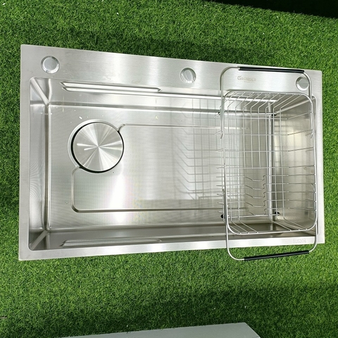 Chậu rửa bát 1 hố mặt sần chống xước công nghệ mới Kích thước 75x46 thương hiệu GRÜNDER