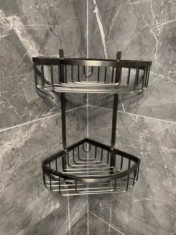 Kệ  góc hai tầng mạ Niken màu ghi