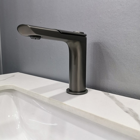 Vòi chậu rửa lavabo nóng lạnh mạ chân không màu ghi xám cao cấp GRÜNDER GR-VC5012K