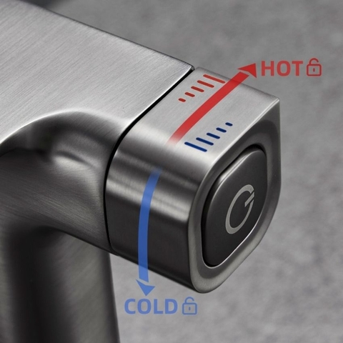 Vòi lavabo ổn định nhiệt độ mạ chân không màu ghi xám cao cấp GRÜNDER GR-VC5011KH