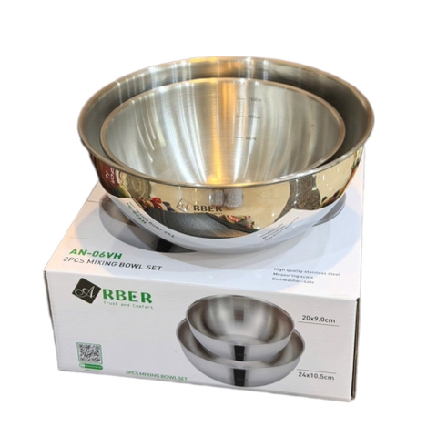 Bộ 2 tô trộn Inox cao cấp Arber AN-06VH (20 và 24cm)