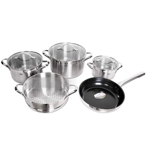 Bộ nồi chảo Inox 304 Elo Montana chuẩn Đức (3 nồi, 1 chảo, 1 xửng hấp)