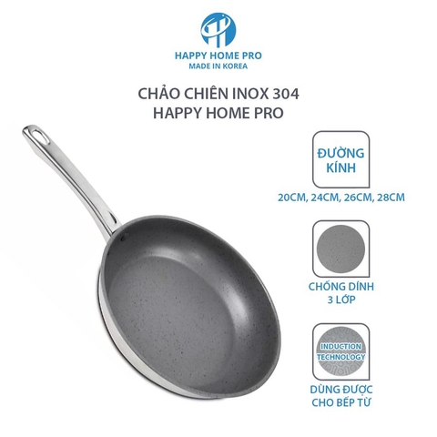 Chảo chiên inox 304 Happy Home Pro size 20cm