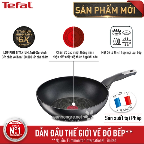 Chảo chiên xào chống dính sâu lòng Tefal Unlimited G2551902 size 28cm