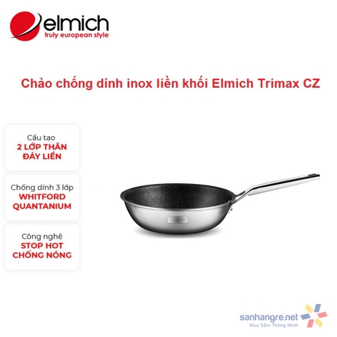 Chảo chống dính Inox liền khối sâu lòng Elmich Trimax CZ EL-3838 size 28cm