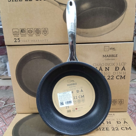 Chảo vân đá chống dính thân đúc đáy liền Fivestar sz 22cm