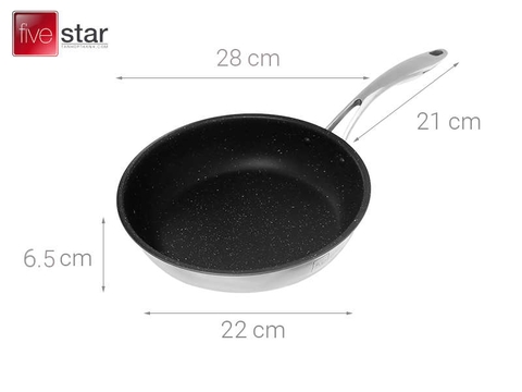 Chảo Chống Dính Vân Đá Inox 304 Fivestar Plus Đáy Liền Size 28cm