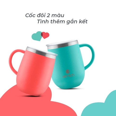 Bộ cốc đôi tình yêu giữ nhiệt Inox 304 Elmich EL8020 dung tích 360ml