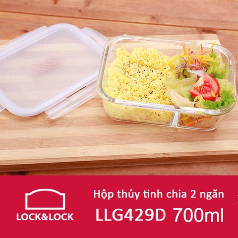 Hộp thủy tinh chia 2 ngăn chịu nhiệt Lock&Lock LLG429D 700ml