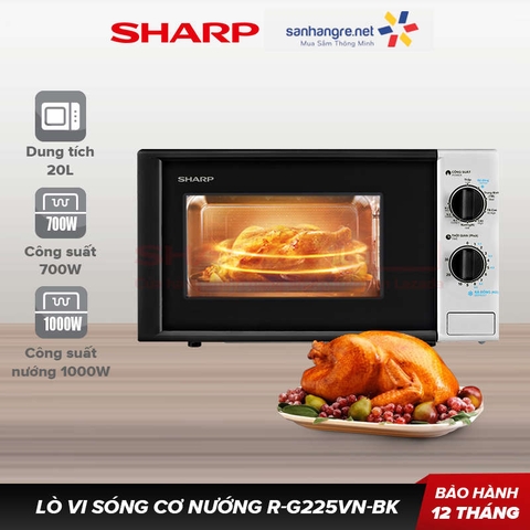 Lò vi sóng có nướng Sharp R-G225VN-BK dung tích 20 lít, bảo hành 12 tháng