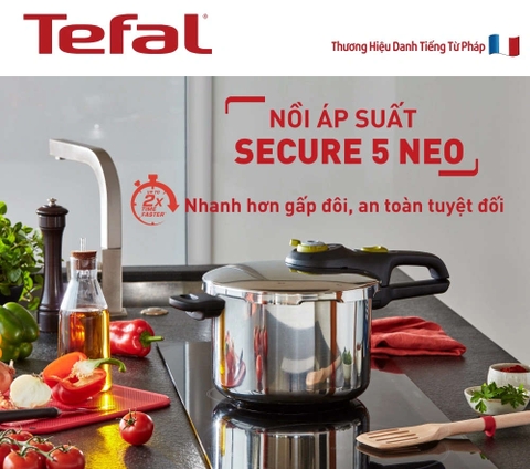 Nồi Áp Suất Inox Tefal Secure 5 Neo P2530750 dung tích 6 Lít