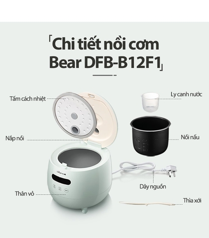 Nồi cơm điện mini đa năng Bear DFB-B12F1 dung tích 0.3 lít