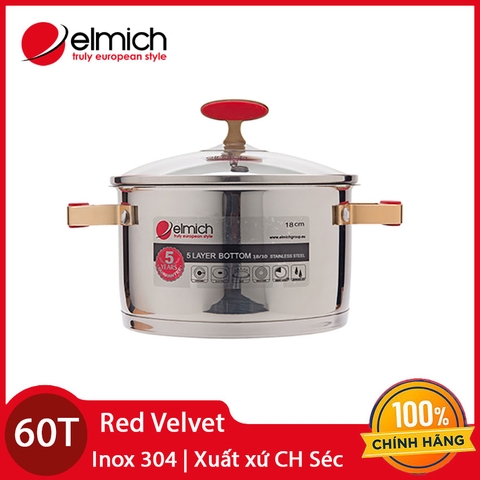 Nồi Inox 304 cao cấp Red Velvet Elmich 24cm 2355270 xuất xứ CH Séc