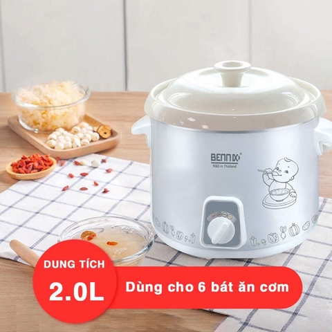 Nồi Nấu Chậm Bennix Thái Lan BN-20SLC Dung Tích 2 Lít