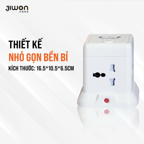Ổ cắm điện đa năng Jiwon Hàn Quốc 4 lỗ cắm 3 chấu 2500W cổng USB, Type C sạc nhanh
