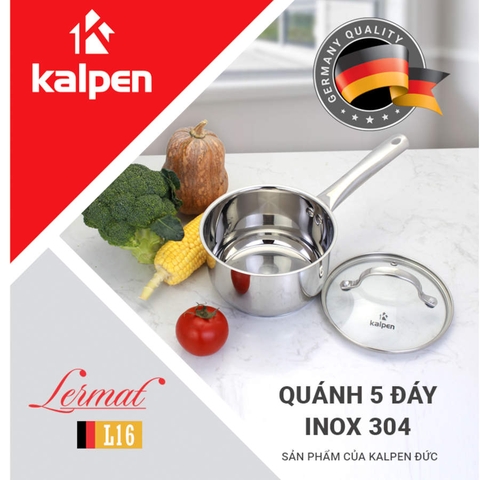 Quánh inox 304 chống dính 5 đáy Kalpen Lermat L14 size 14cm