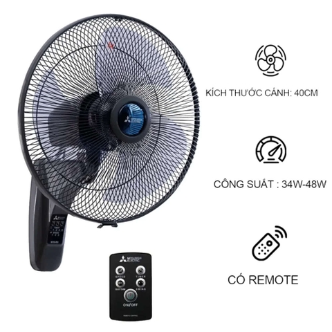 Quạt điện treo tường Mitsubishi W16-RV có khiển xuất xứ Thái Lan