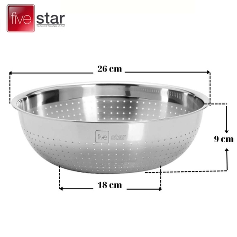 Rổ inox 304 cao cấp không hít Fivestar sz 26cm