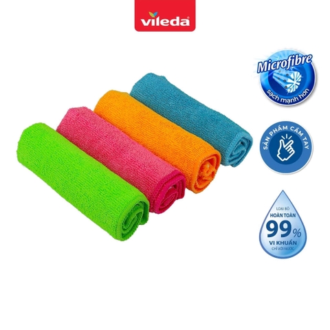 Set 4 khăn lau đa năng Vileda hàng Đức 30x30cm