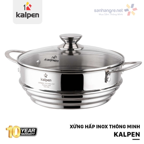 Xửng Hấp Inox 304 Thông Minh 3 Nấc 16-18-20cm Kalpen SSK-20 Kèm Vung Kính