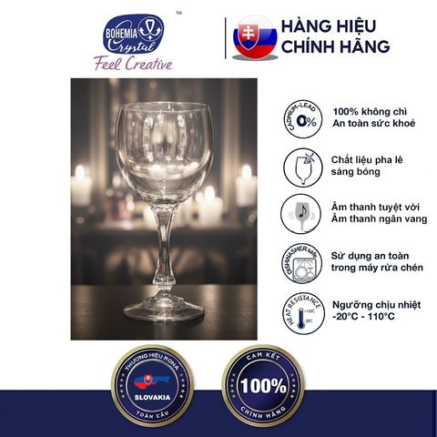 Ly vang pha lê 150 ml Bohemia Tiệp Khắc