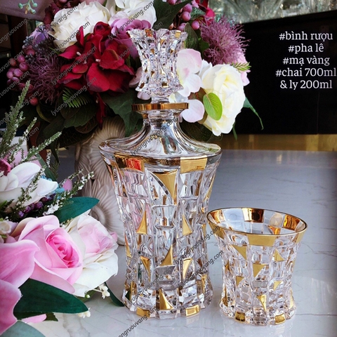 Bộ bình rượu kim cương whisky mạ vàng 24k