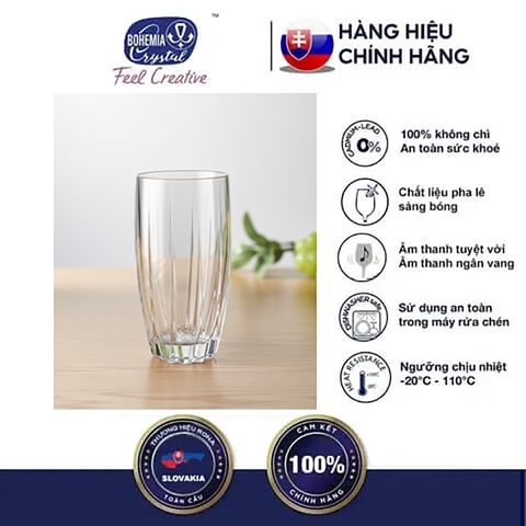 Cốc Pha Lê Đa Năng 380ml – Bohemia (75x145mm) – Ly Uống Nước & Cocktail
