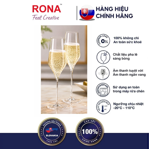 Bộ 4 Ly Champagne Pha Lê RONA Ballet 310ml – Slovakia