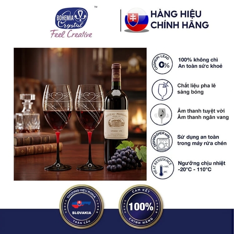 Bộ 2 Ly Vang Đỏ Pha Lê Bohemia 590ml – Nhập Khẩu Tiệp Khắc Cao Cấp
