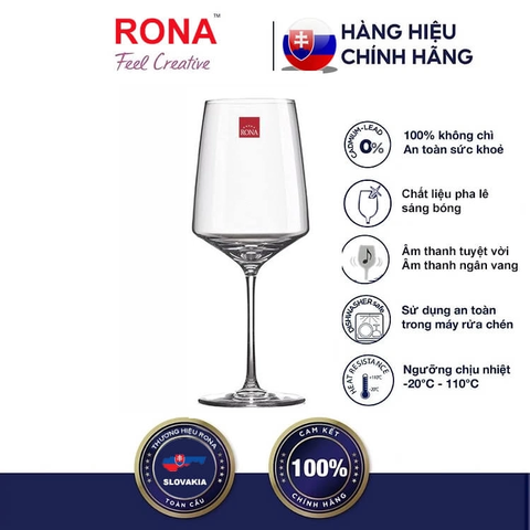 Bộ 6 Ly Rượu Vang Pha Lê RONA Vista 520ml, 650ml – Slovakia