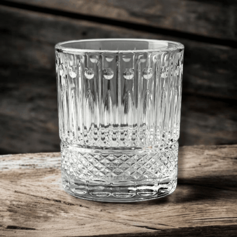 Ly Whisky Pha Lê Bohemia 320ml - Họa Tiết Kim Cương & Sọc Dọc Cổ Điển