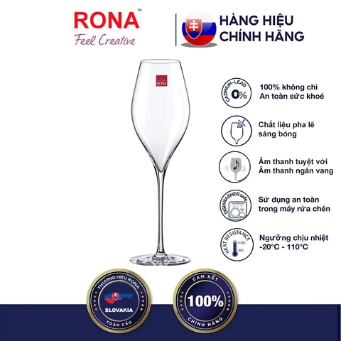 Bộ 6 ly rượu champagne pha lê swan rona tiệp khắc