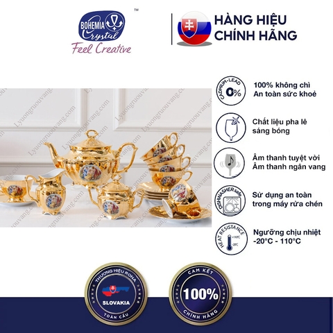 Bộ bình trà sứ CS ZLATO GR họa tiết mạ vàng 24k Tiệp khắc