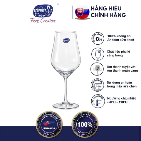 Bộ 6 ly rượu vang pha lê bohemia Tulip 550 ml Tiệp Khắc