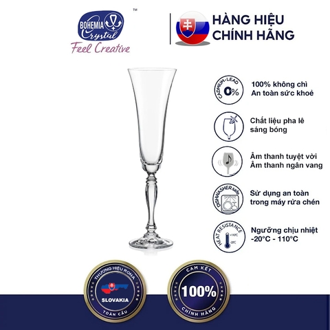 Bộ 6 ly rượu champagne pha lê victoria Bohemia Tiệp