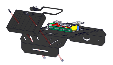 Lắp giá đỡ pin vào mặt sau của mbot Mega