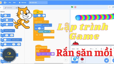 Cách làm trò chơi rắn săn mồi trên Scratch đơn giản nhất