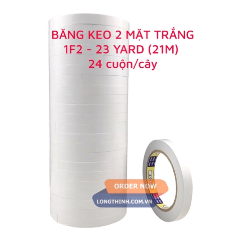 Cây 24 cuộn băng keo 2 mặt trắng Angel 1F2 23yard