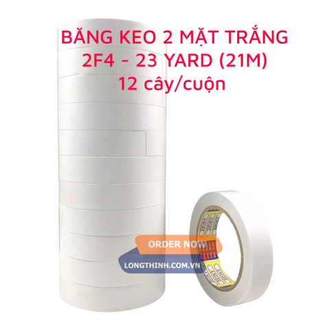 Cây 12 cuộn băng keo 2 mặt trắng Angel 2F4 23yard