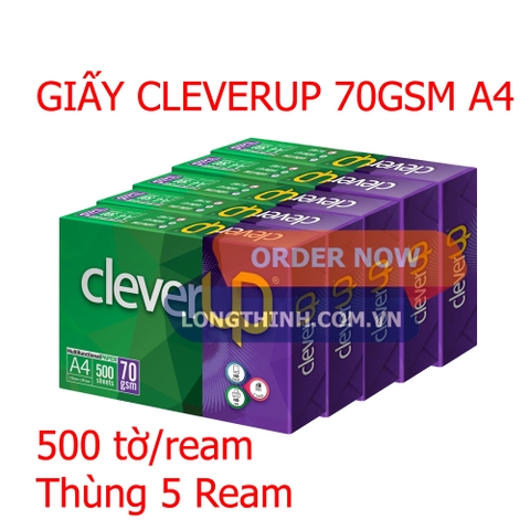 Thùng 5 ream giấy Clever Up A4 70gsm