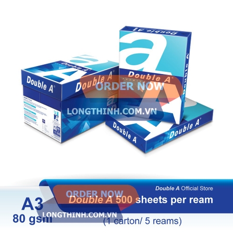 Thùng 5 ream giấy A3 Double A 80gsm